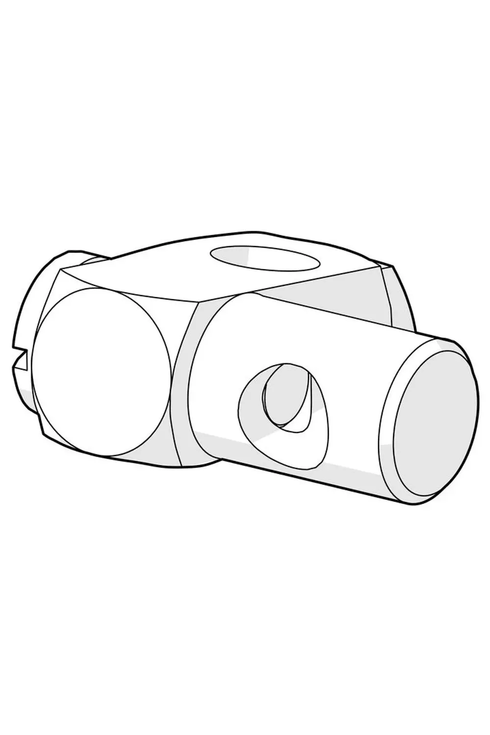 Gelenkstück von HANSA in technisch neutraler Darstellung, mit zylindrischem Ende und Aussparungen für Verbindungen, auf hellem Hintergrund.